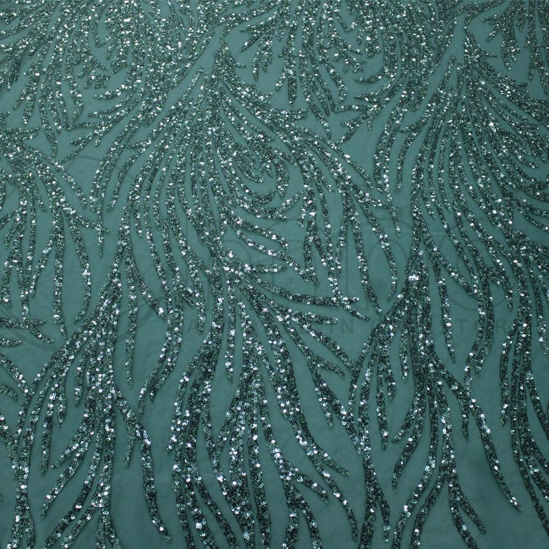 BRIDAL FABRIC Dress Fabrics Beaded Bridal Lace Fabric Sage Green 130cm (7114947854425)