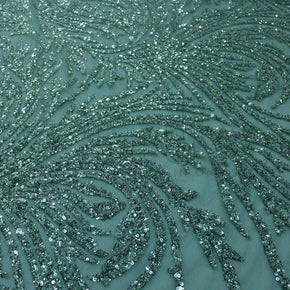 BRIDAL FABRIC Dress Fabrics Beaded Bridal Lace Fabric Sage Green 130cm (7114947854425)