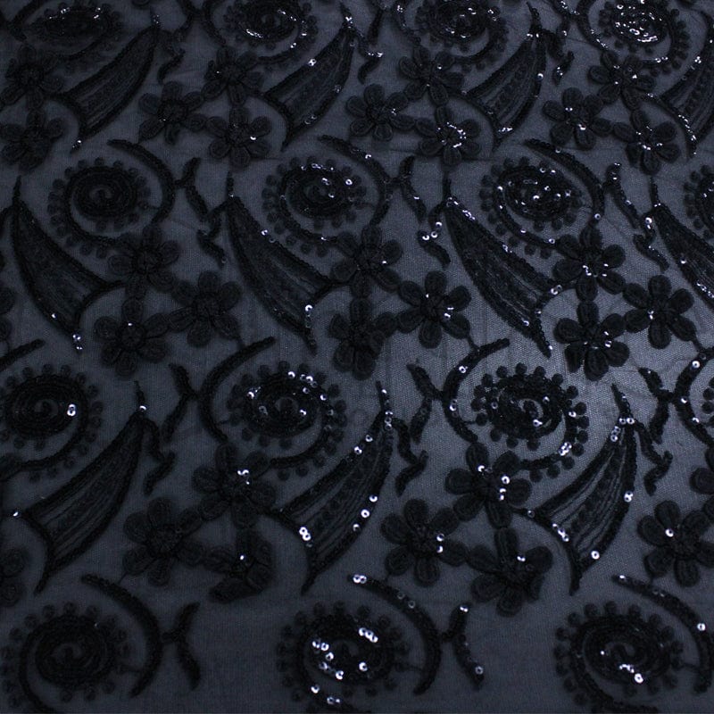 BRIDAL FABRIC Dress Fabrics Black Courtney Lace Fabric 120cm (7263431655513)
