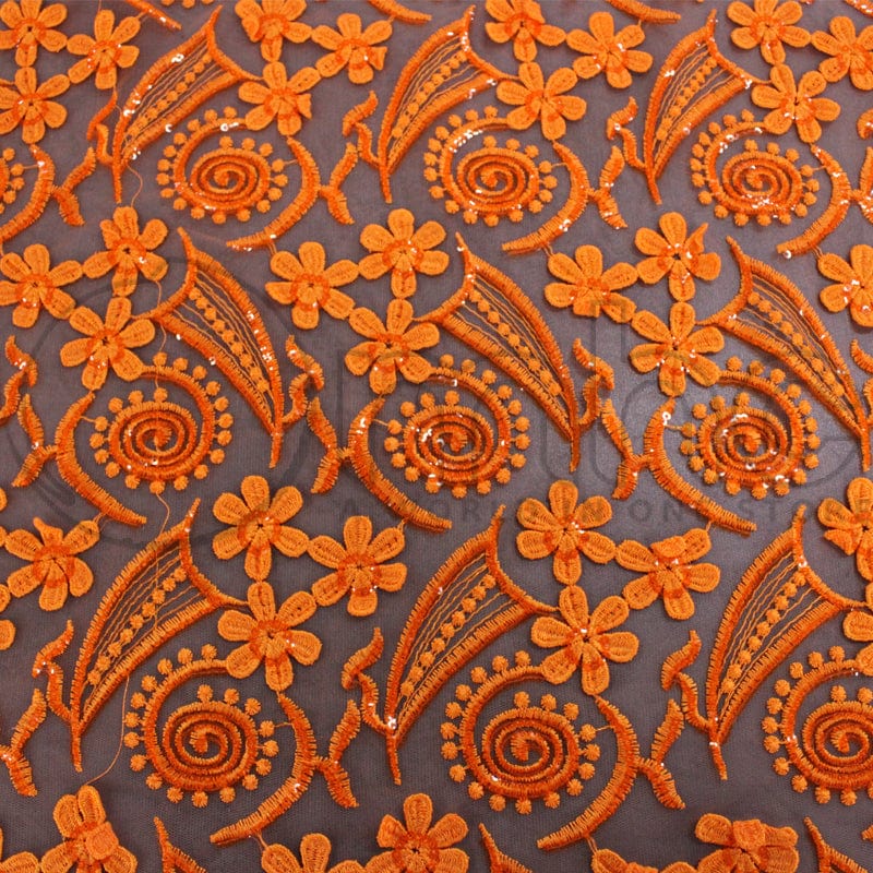 BRIDAL FABRIC Dress Fabrics Orange Courtney Lace Fabric 120cm (7263431655513)