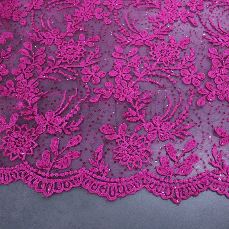 BRIDAL FABRIC Dress Fabrics Rosilia Guipure Lace Fabric Cerise Pink 120cm (7256468488281)