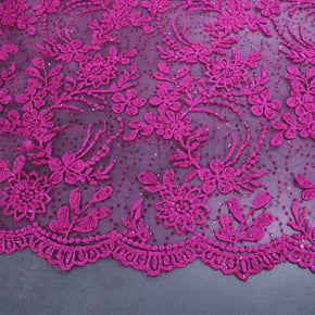 BRIDAL FABRIC Dress Fabrics Rosilia Guipure Lace Fabric Cerise Pink 120cm (7256468488281)