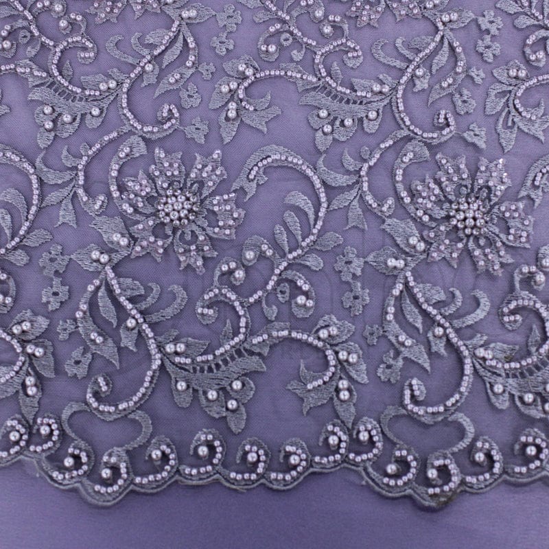 BRIDAL FABRIC Fabric Beaded Lace Fabric Mauve 120cm (7121802854489)