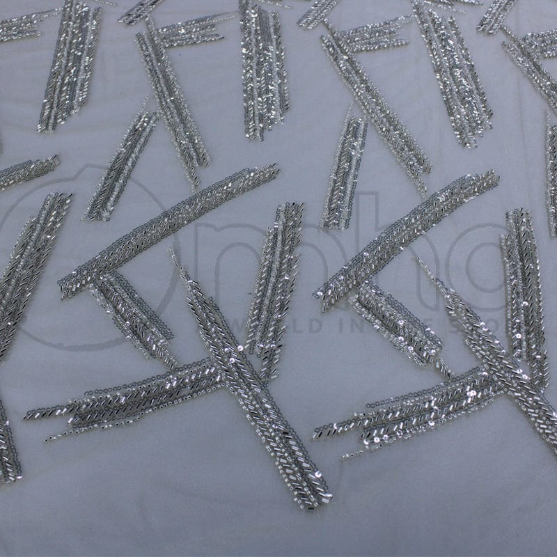 BRIDAL LACE Dress Fabrics Champaigne Fiona Beaded Bridal Lace Fabric 130cm (7268792991833)