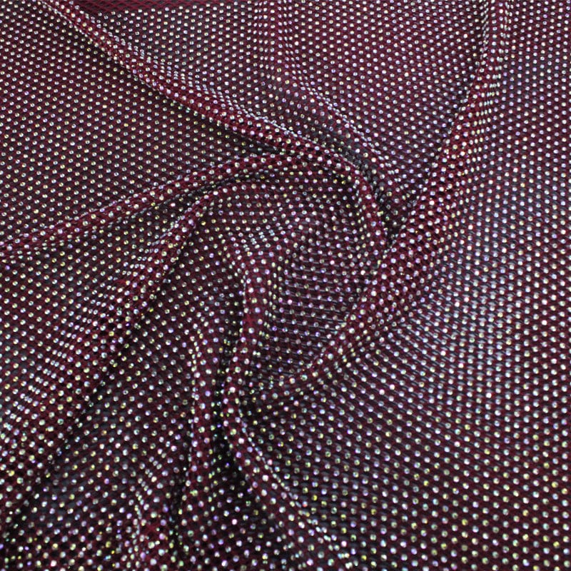 BRIDAL LACE Dress Fabrics Dark Red Diamante Mesh Lace Fabric 120cm (7199597428825)