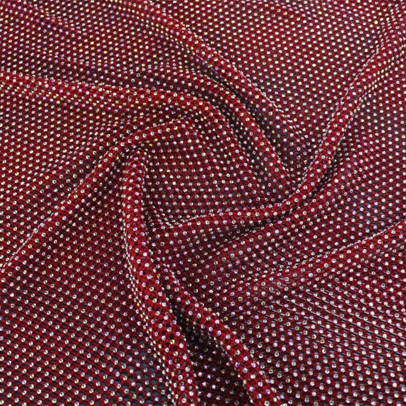 BRIDAL LACE Dress Fabrics Red Diamante Mesh Lace Fabric 120cm (7199597428825)