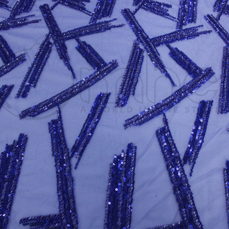 BRIDAL LACE Dress Fabrics Royal Blue Fiona Beaded Bridal Lace Fabric 130cm (7268792991833)