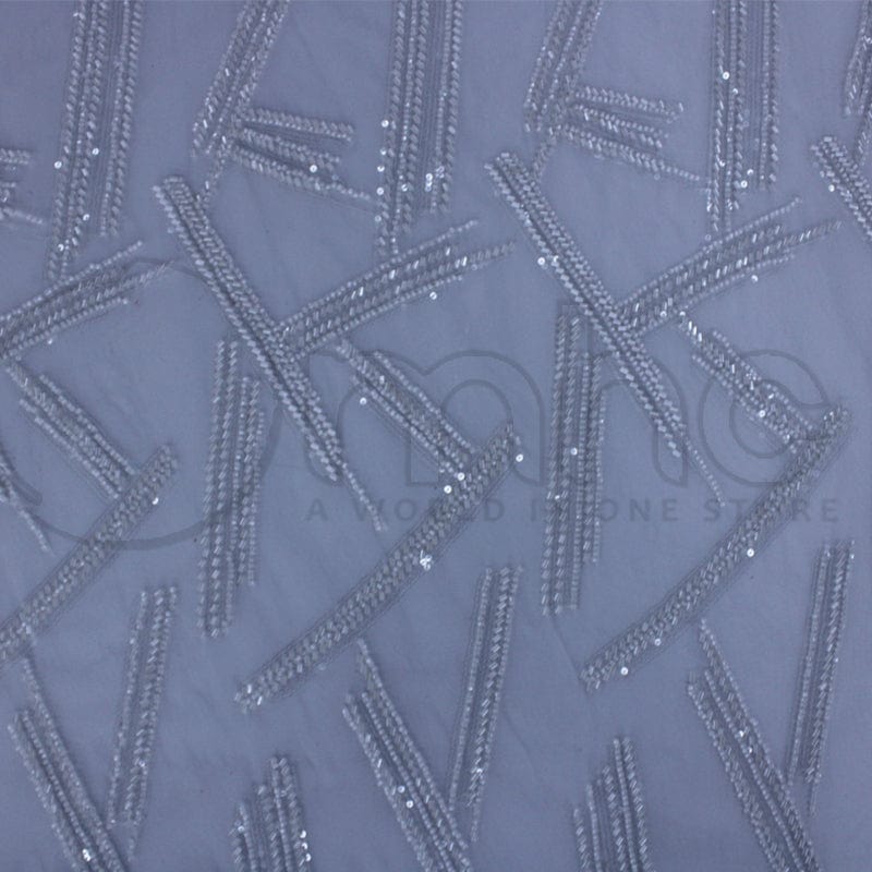 BRIDAL LACE Dress Fabrics White Fiona Beaded Bridal Lace Fabric 130cm (7268792991833)