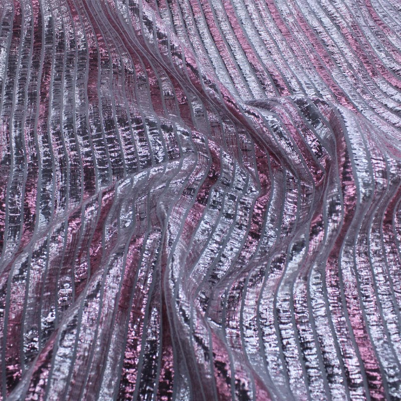 BROCADE Dress Fabrics Metallic Foil Stripe Brocade Fabric 150cm (7184019456089)