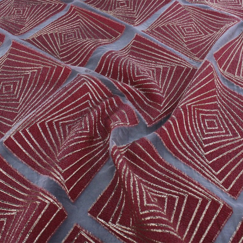 BROCADE Dress Fabrics Red Brocade Multi Diamond Fabric 150cm (7199513051225)