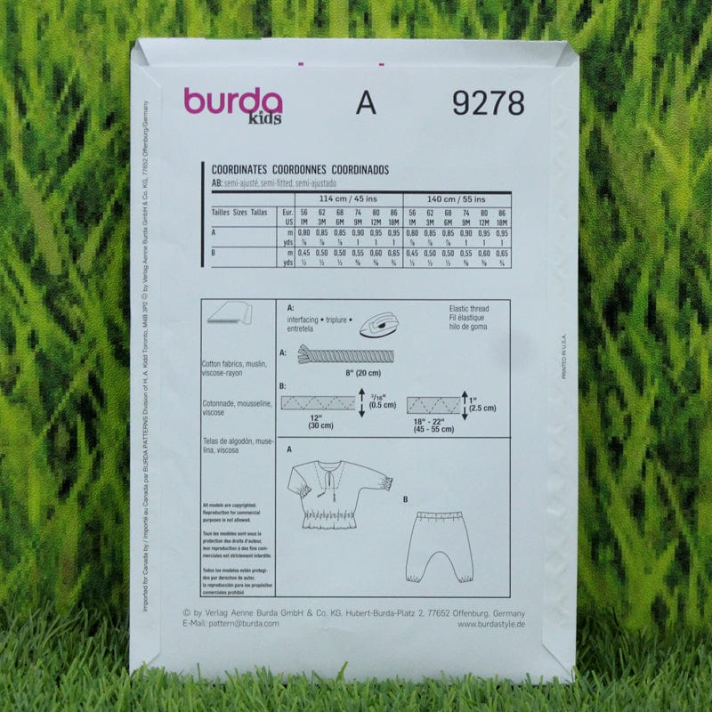 Burda Pattern Habby Burda Pattern 9278 (6651083620441)