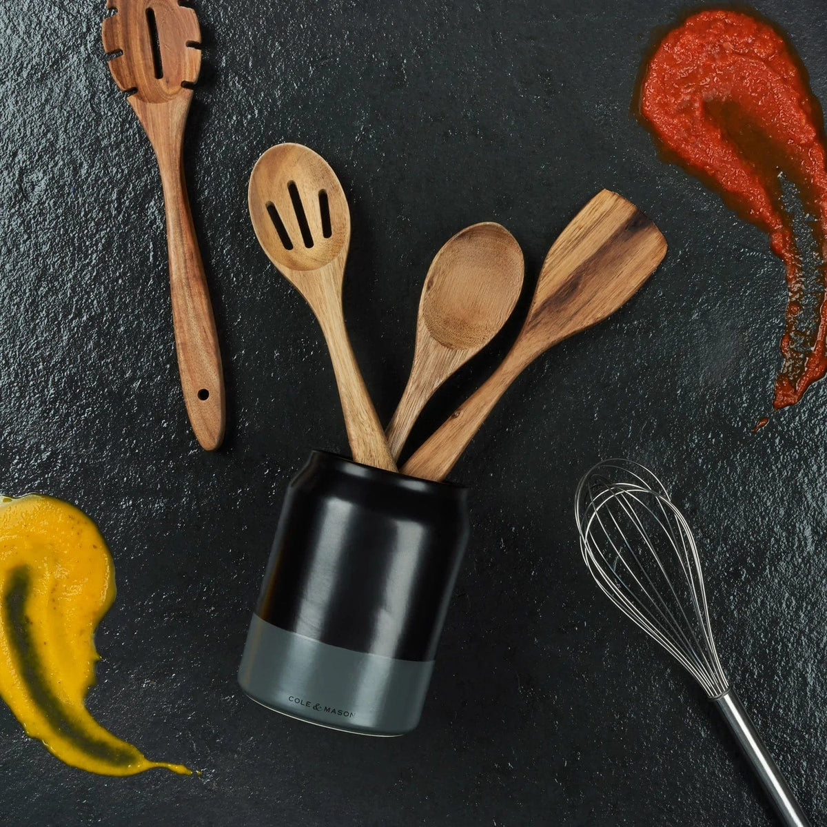 CALE & MASON SALT & PEPPER Cole & Mason Linton Ceramic Kitchen Utensil Storage Pot 160mm H822140 (7211244257369)