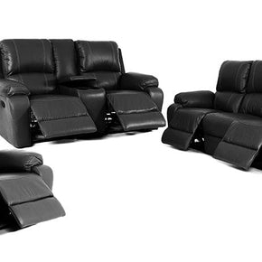 calgan 3 piece lounge suites 3 Piece 5 Action + Console Full Black Leather Lounge Suite (6980147773529)