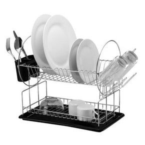 CH Dish Drying Rack Over Sink, 2 Tier Dish Drying Rack Small Dish Drainer with Utensil Holder, Dish Holder and Cleanser Cradle for Kitchen Countertop