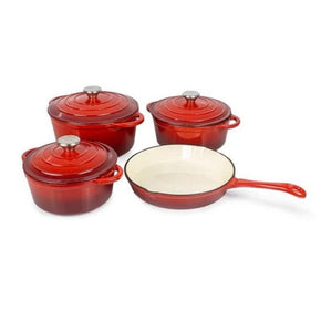 Cast Iron POTS Cast Iron Pot Set 7 Piece Red Th184 (4779067277401)