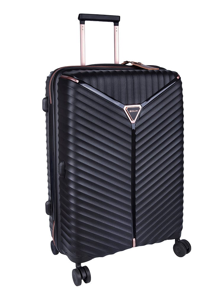 CELLINI Luggage Cellini Allure Hard Shell Medium 4 Wheel Trolley Case Black (7200122404953)