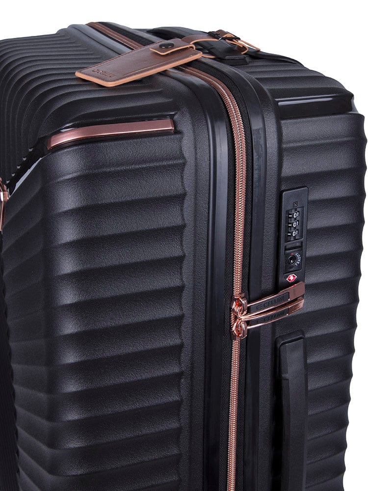 CELLINI Luggage Cellini Allure Hard Shell Medium 4 Wheel Trolley Case Black (7200122404953)
