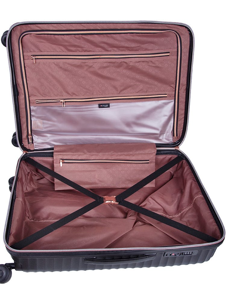 CELLINI Luggage Cellini Allure Hard Shell Medium 4 Wheel Trolley Case Black (7200122404953)