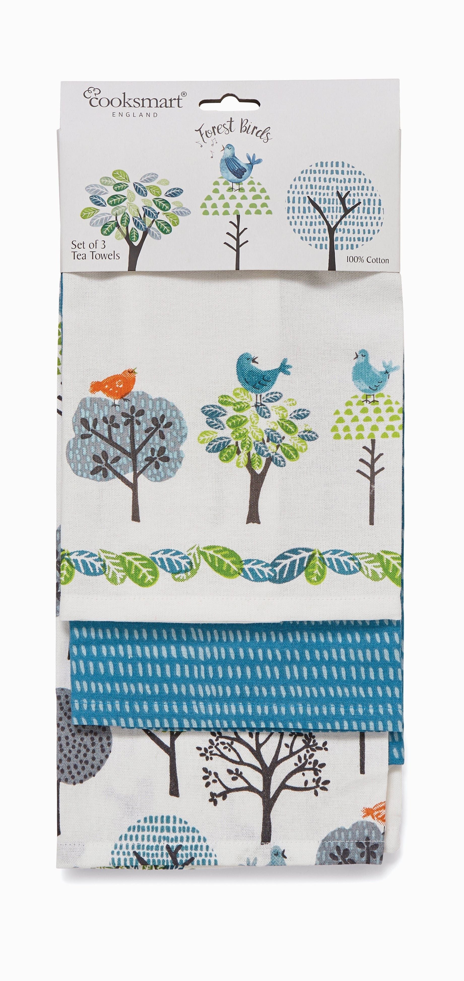Cooksmart Cooksmart Forest Birds Tea Towels Set of 3 CS1848