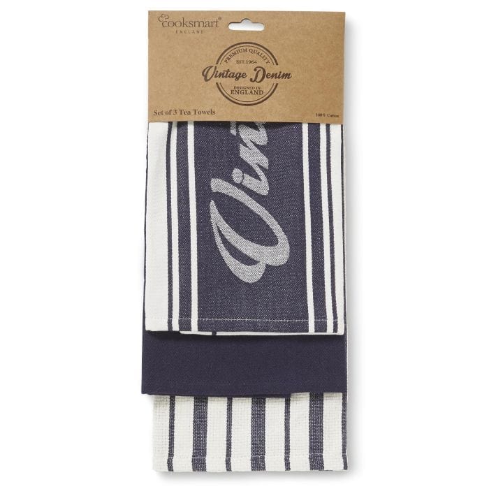 Cooksmart Teapot Cooksmart Oxford Denim Tea Towel Set of 3 CS9908 (7175847051353)