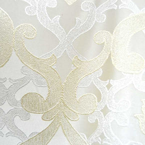 Curtaining Material Upholstery Fabrics Uber Jacquard Cream/Gold Curtain Fabric (4703863079001)