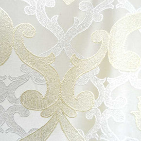 Curtaining Material Upholstery Fabrics Uber Jacquard Cream/Gold Curtain Fabric (4703863079001)