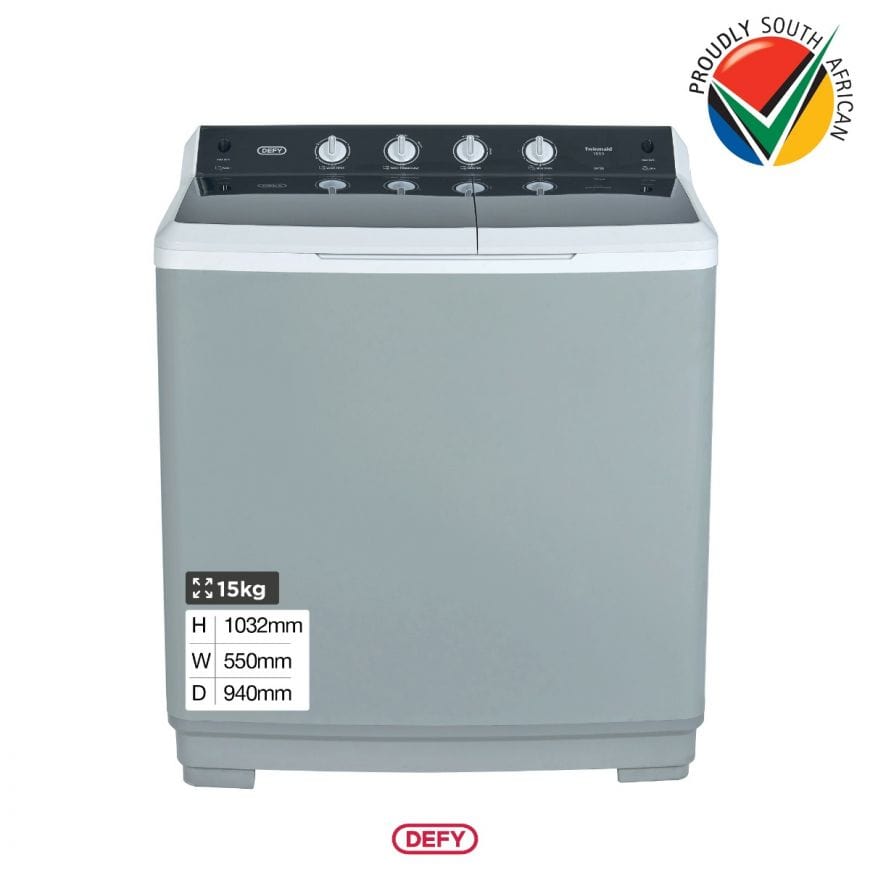 DEFY WASHING MACHINE Defy 15Kg Twin Tub Washer Metallic DTT151 (4738832695385)