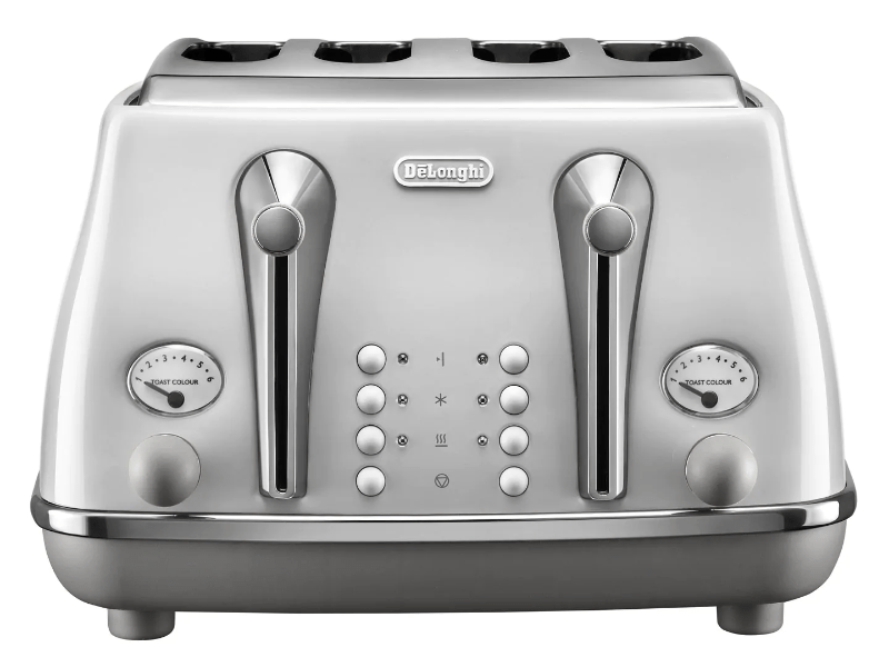 Delonghi TOASTER Delonghi 4 Slice Icona Capitals Toaster White CTOC4003.W (2061796212825)