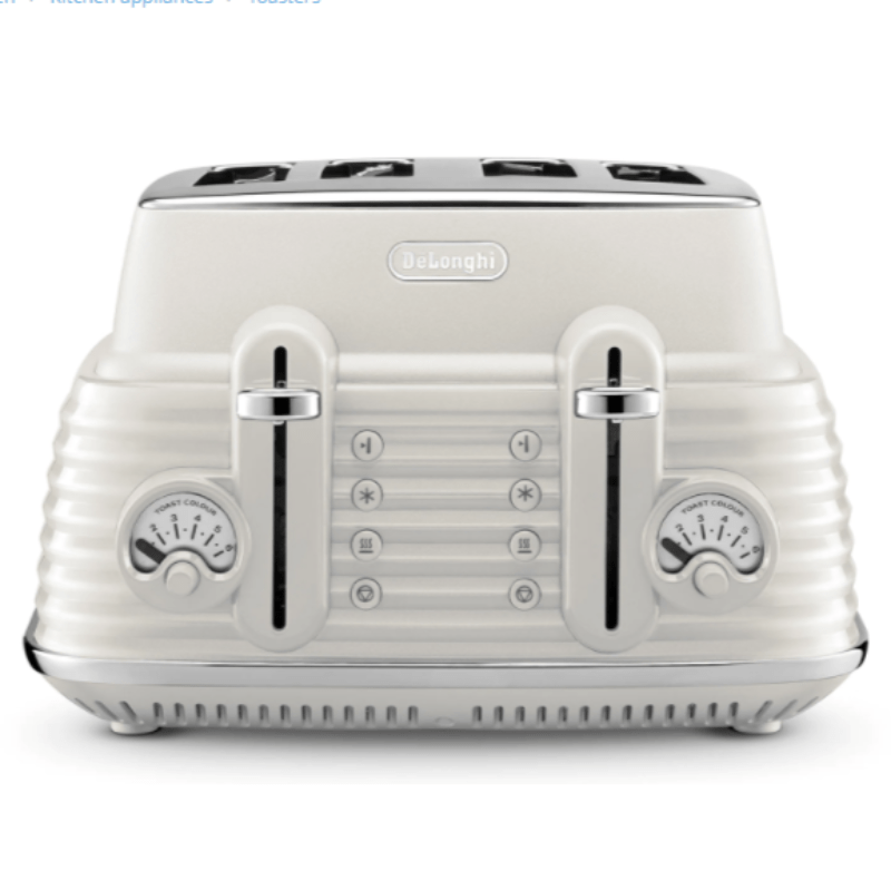 Delonghi Selections 4 Slice Toasters Limestone White CTZS4003.W for