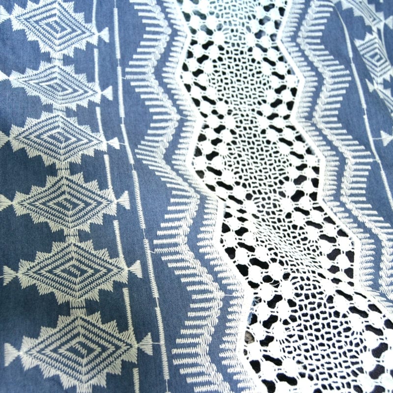 DENIM Dress Fabrics 1 Embroidered Denim Fabric (4353037697113)