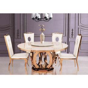 dining suites Angelica 7 Piece D/R/S Marble Top Rose Gold (6942857887833)