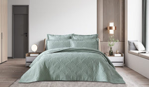 Egyptian Cotton BEDSPREAD Hotel Collection Athens 5 Piece  Quilt Set Duck Egg Queen (6568640872537)