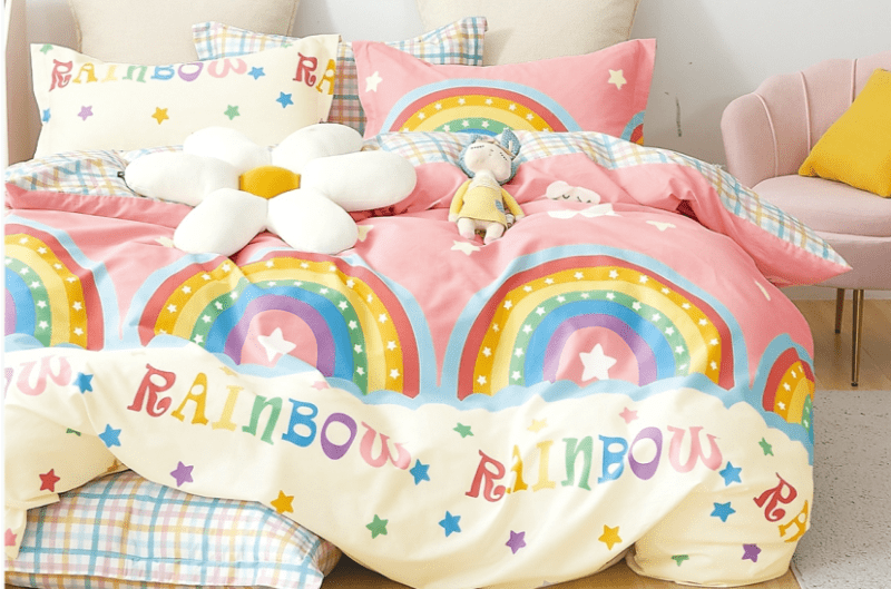 Quilt Cover Set Childrens Rainbow Bedding Rainbow Cotton Duvet