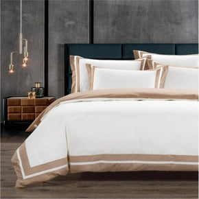 Egyptian Cotton Duvet Cover Double Egyptian Cotton 400 Thread Count Fiorenza Cream & Stone Duvet Cover Set (7239143129177)