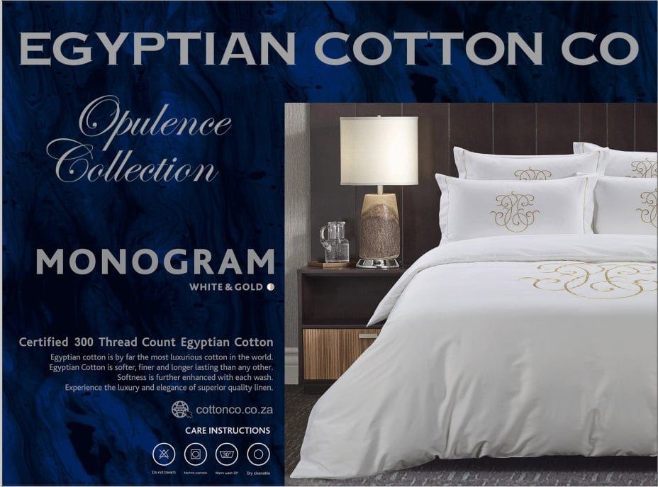 Egyptian Cotton Duvet Cover Egyptian Cotton 300 Thread Count Opulence Collection Monogram White & Stone Queen Duvet Cover Set (7187687243865)
