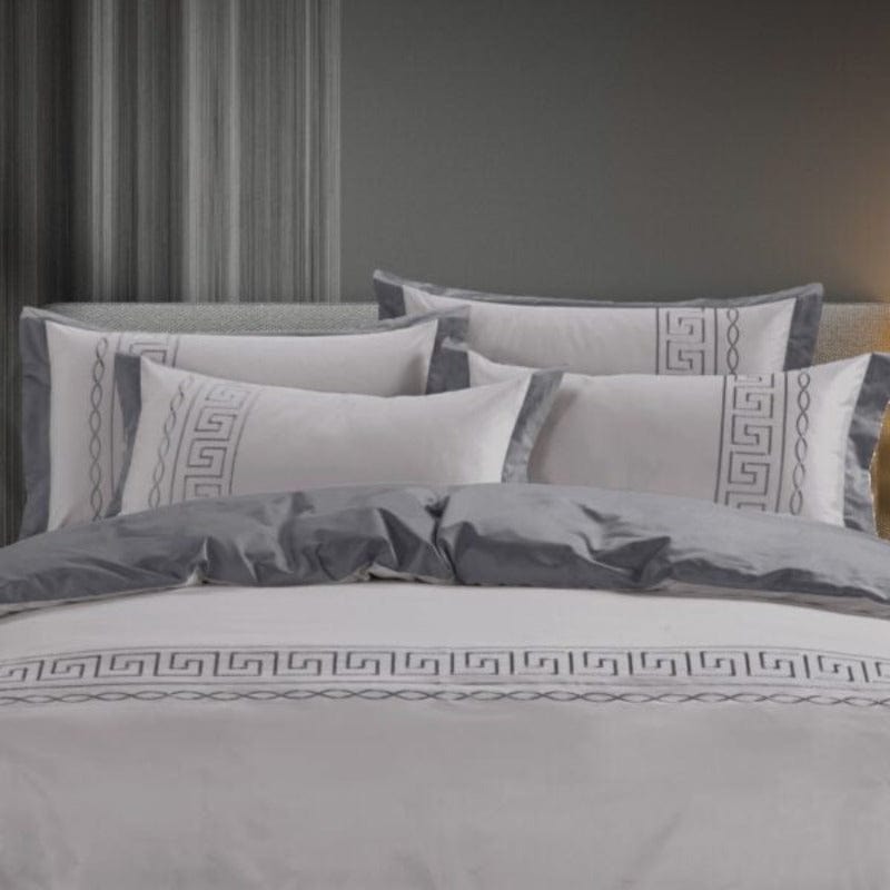 Egyptian Cotton Duvet Cover Egyptian Cotton 400 Thread Count  Donatella Silver & Grey Duvet Cover Set (6984252063833)