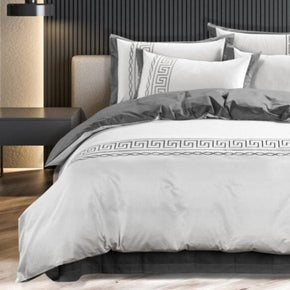 Egyptian Cotton Duvet Cover Egyptian Cotton 400 Thread Count  Donatella White & Grey Duvet Cover Set (6984261763161)