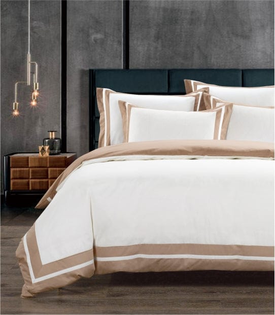 Egyptian Cotton Duvet Cover Egyptian Cotton 400 Thread Count Fiorenza Cream & Stone Duvet Cover Set (7239143129177)