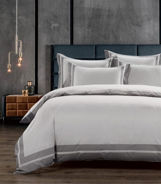 Egyptian Cotton Duvet Cover Egyptian Cotton 400 Thread Count Fiorenza Grey & Silver Duvet Cover Set (7239151386713)
