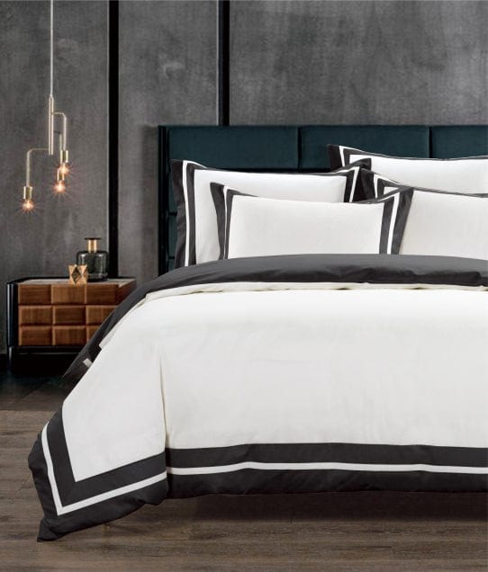 Egyptian Cotton Duvet Cover Egyptian Cotton 400 Thread Count Fiorenza White & Black Duvet Cover Set (7239167246425)