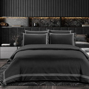 Egyptian Cotton Duvet Cover Egyptian Cotton 400 Thread Count Giorgio Black & Silver  Duvet Cover Set (6984208711769)