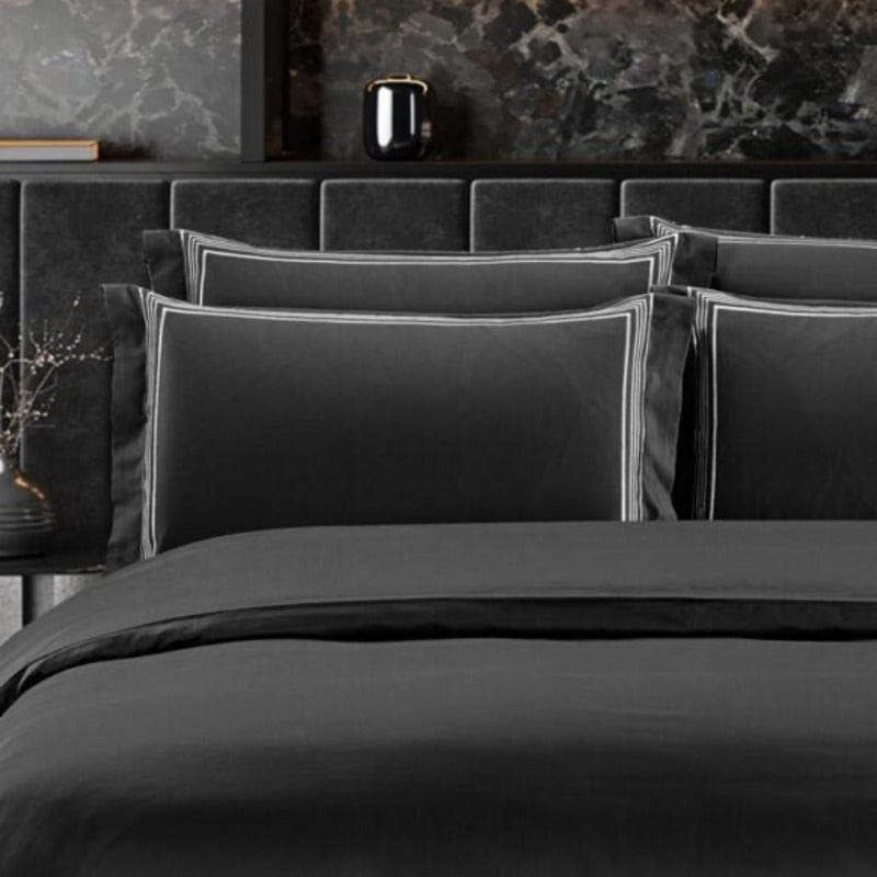 Egyptian Cotton Duvet Cover Egyptian Cotton 400 Thread Count Giorgio Black & Silver  Duvet Cover Set (6984208711769)