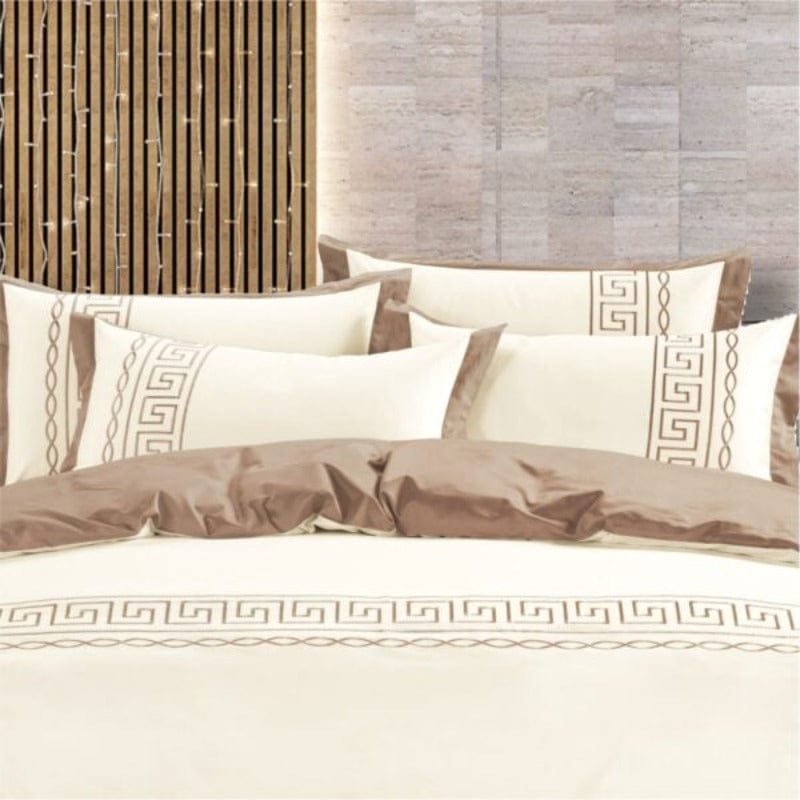 Egyptian Cotton Duvet Cover Egyptian Cotton 400 Thread Count Giorgio Cream & Stone Duvet Cover Set (6984213266521)
