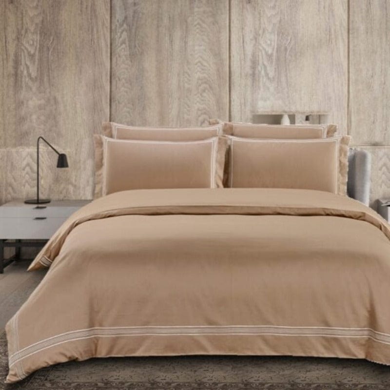 Egyptian Cotton Duvet Cover Egyptian Cotton 400 Thread Count Giorgio Stone & Cream Duvet Cover Set (6984221950041)
