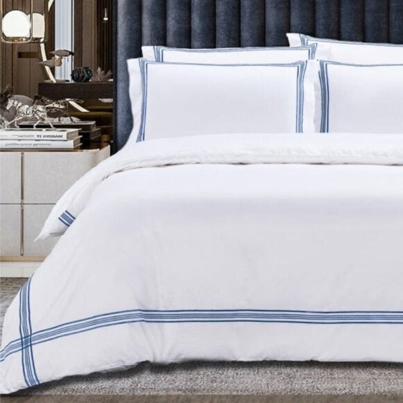 Egyptian Cotton Duvet Cover Egyptian Cotton 400 Thread Count Giorgio White & Navy Duvet Cover Set (6984204189785)