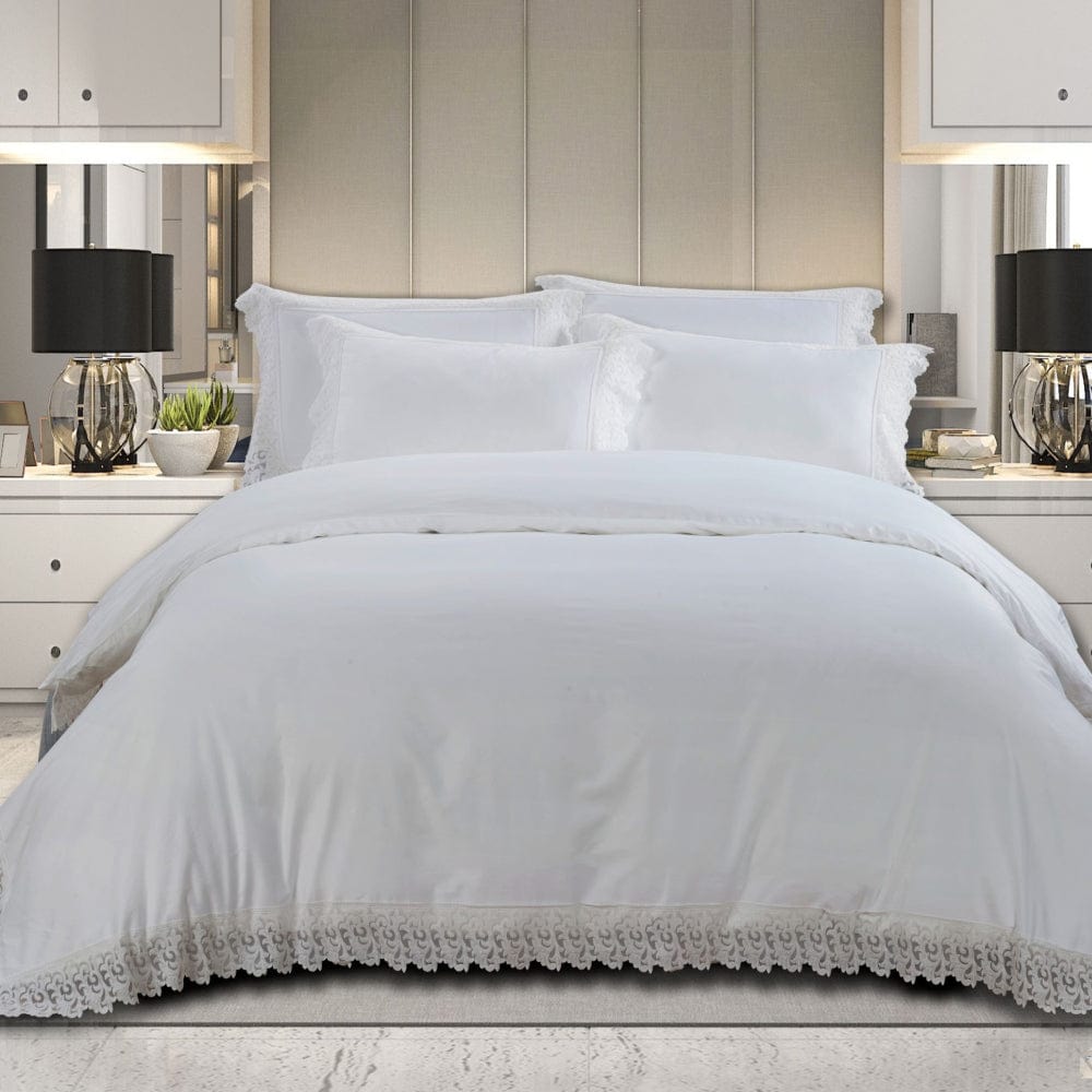 Egyptian Cotton Duvet Cover Egyptian Cotton 400 Thread Count Gisele White Duvet Cover Set (6708568653913)