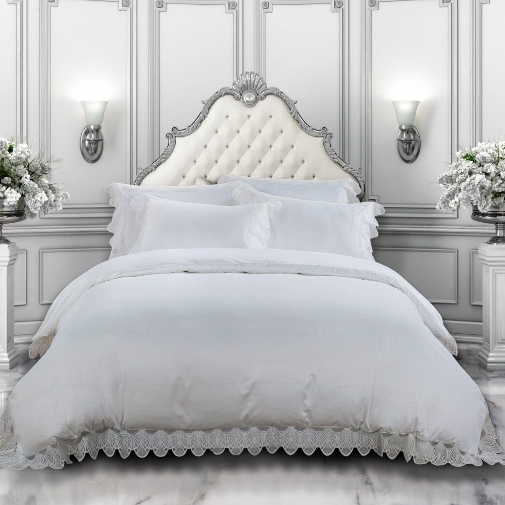 Egyptian Cotton Duvet Cover Egyptian Cotton 400 Thread Count Windsor White  Duvet Cover Set (6708530577497)