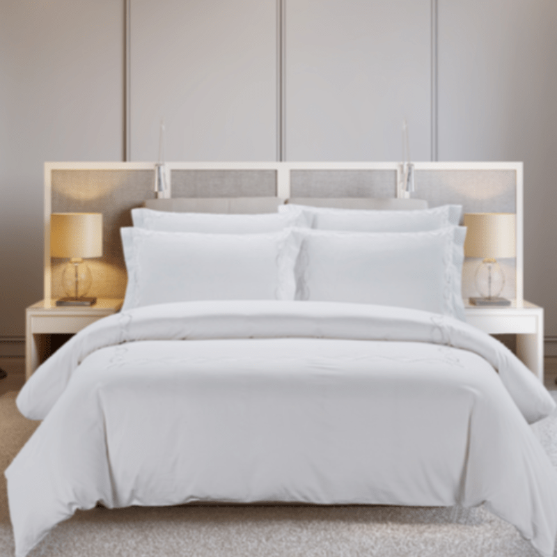Egyptian Cotton Duvet Cover Queen Egyptian Cotton 300 Thread Count  Opulence Collection Sophia White Duvet Cover Set (6939599437913)