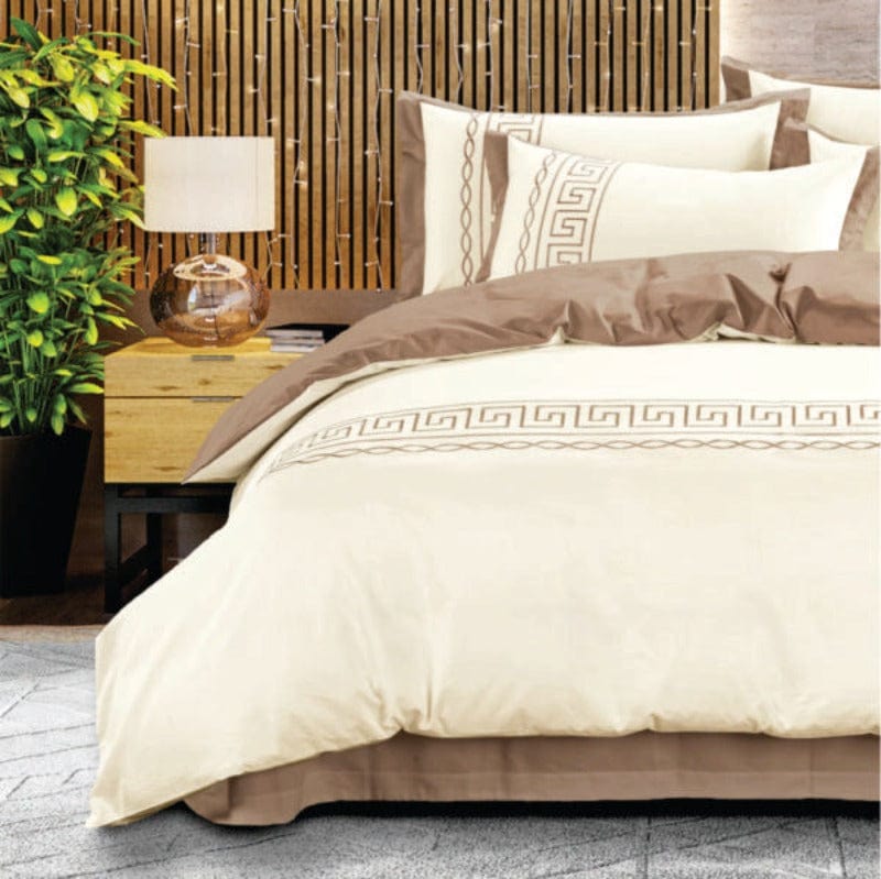 Egyptian Cotton Duvet Cover Queen Egyptian Cotton 400 Thread Count  Donatella Cream & Stone Duvet Cover Set (6984247279705)