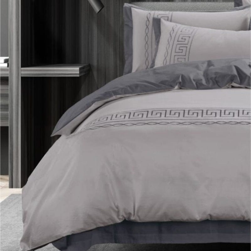 Egyptian Cotton Duvet Cover Queen Egyptian Cotton 400 Thread Count  Donatella Silver & Grey Duvet Cover Set (6984252063833)